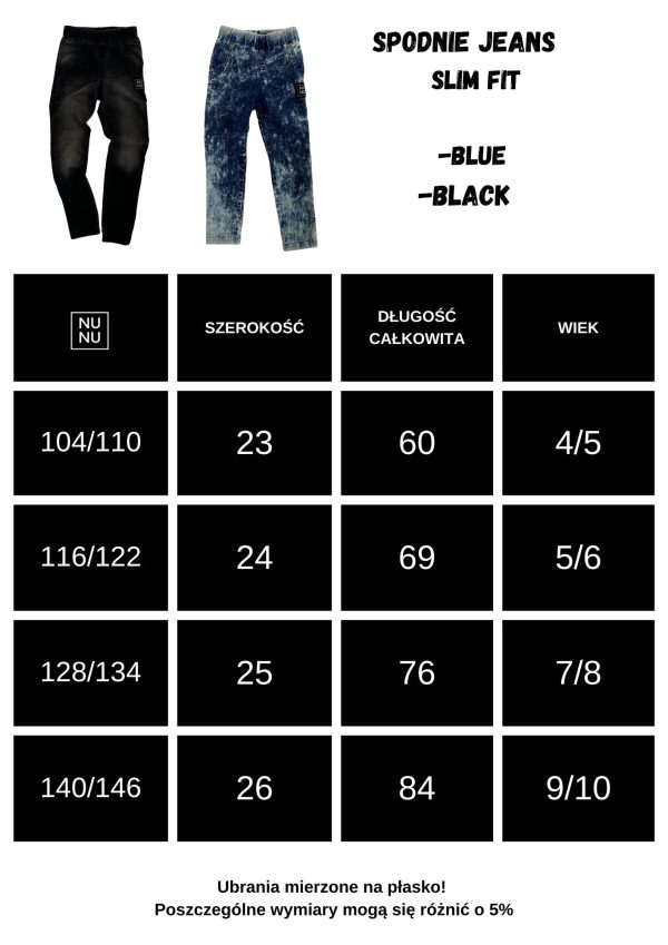 SPODNIE SLIM FIT JEANS DARK BLACK BATIK - NUNU - obrazek 2