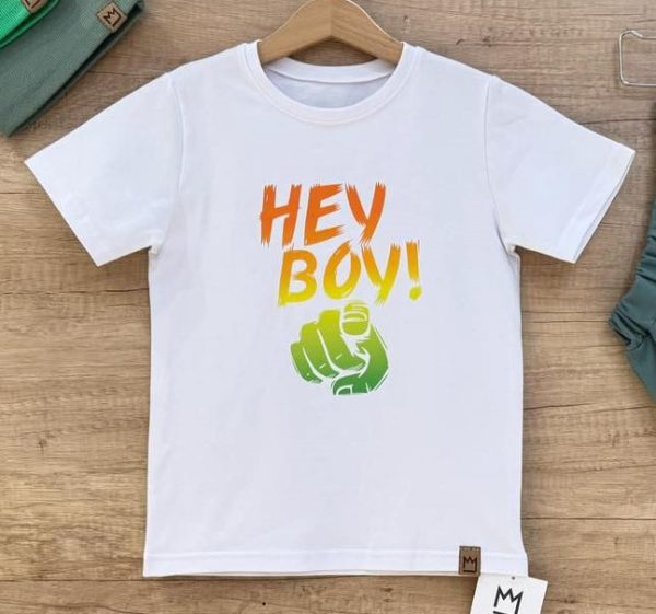 T-shirt HEY BOY - biały MIMI