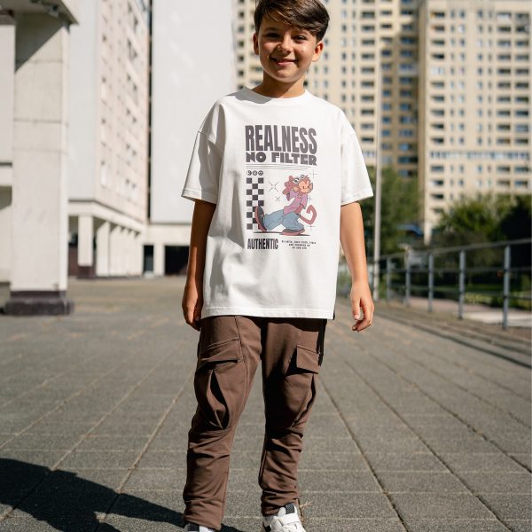 T-shirt bawełniany  ALL FOR KIDS - ecru