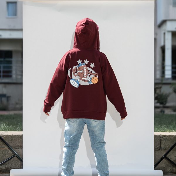 Bluza chłopięca rozpinana z kapturem ALL FOR KIDS – BORDOWA