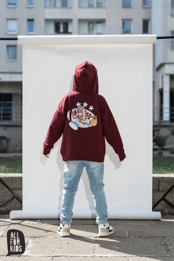 Bluza chłopięca rozpinana z kapturem ALL FOR KIDS – BORDOWA