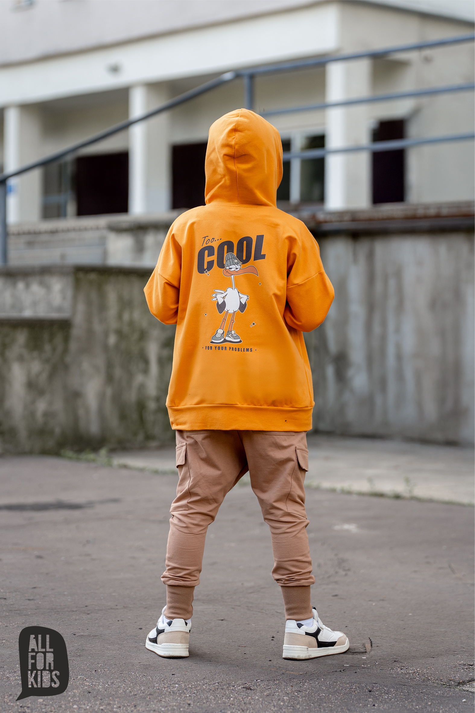 Bluza chłopięca rozpinana z kapturem ALL FOR KIDS – pomarańczowa - obrazek 3