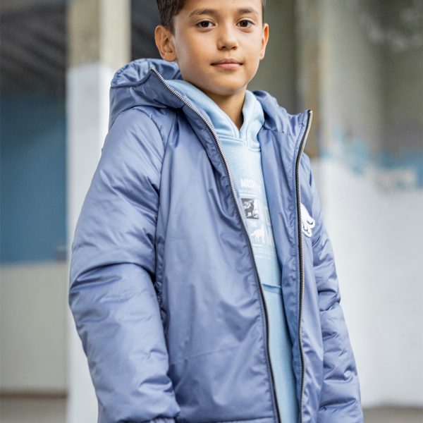 Kurtka chłopięca Mashmnie z naszywką wilka – niebieska
