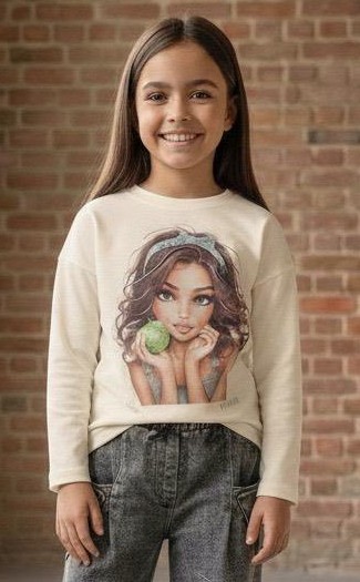 Bluzka dziewczęca Chill Out z cyrkoniami – ECRU