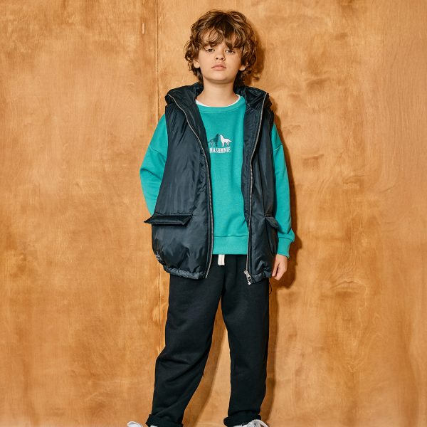 Spodnie chłopięce bawełniane , dresowe - czarne MASHMNIE