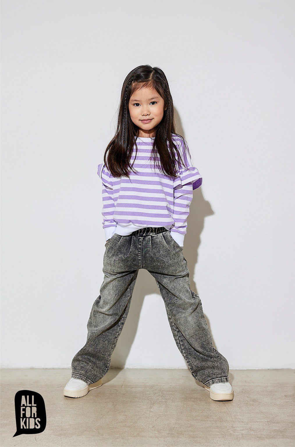 Spodnie szerokie jeansy All For Kids SPRING – kolor grafitowy