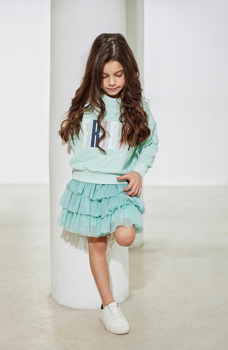 Spódniczka tiulowa z falbanami All for Kids - kolor miętowy
