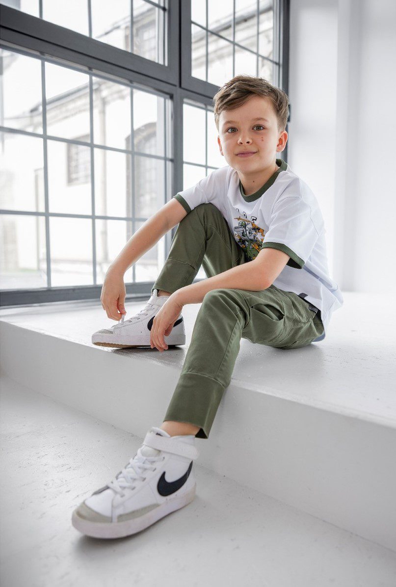 Spodnie z tkaniny All for Kids - kolor khaki