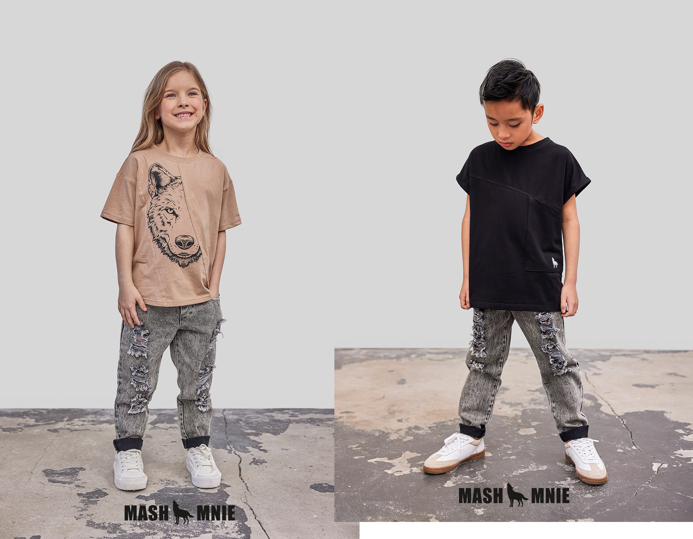 Spodnie boyfriend jeansy MashMnie - grafitowe