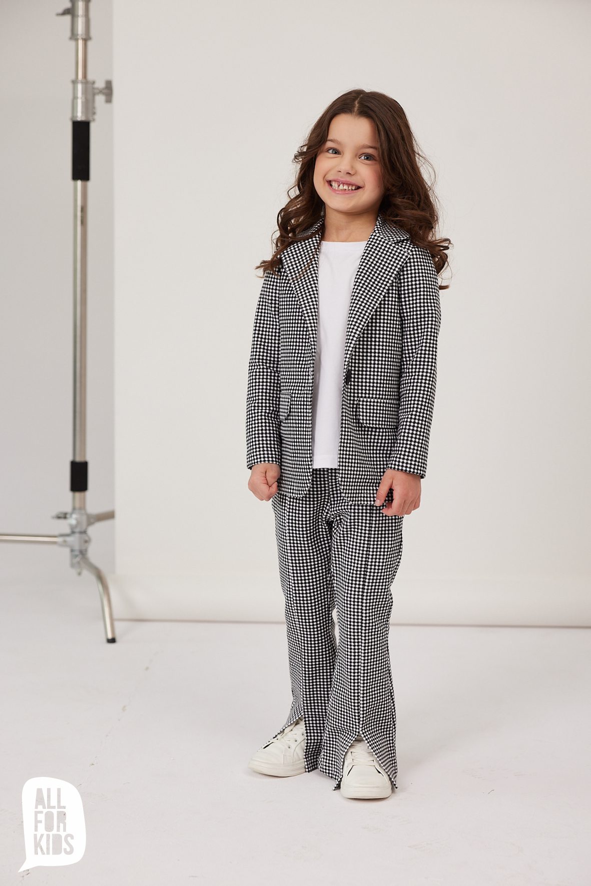 Marynarka All For Kids biało-czarna kratka