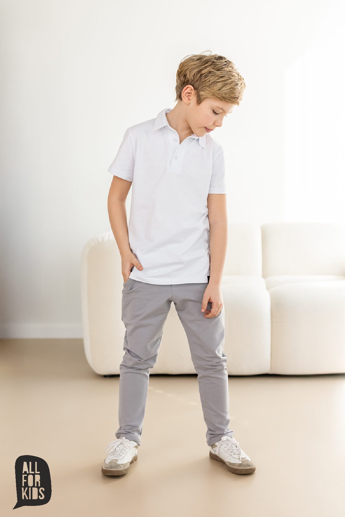 Bluzka polo All For Kids krótki rękaw – kolor biały