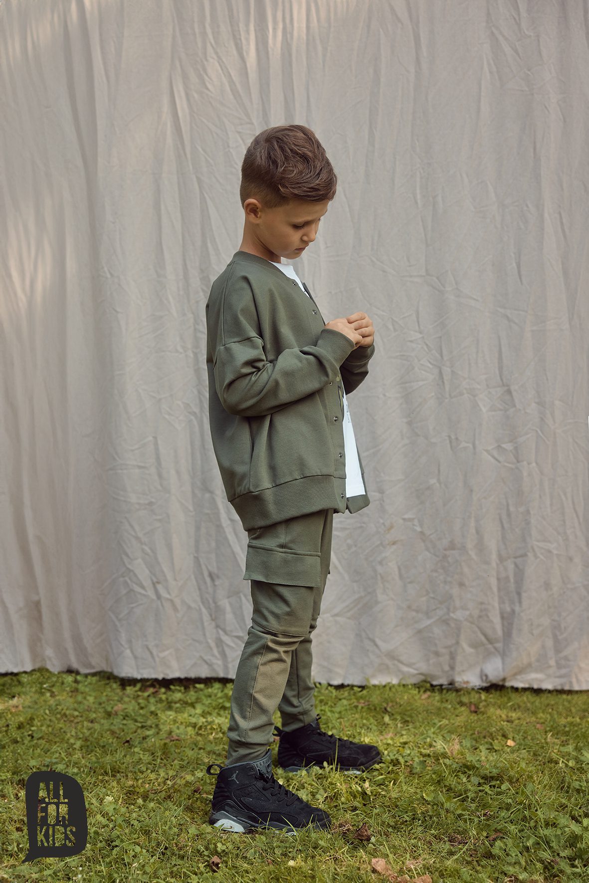 Spodnie bawełniane khaki , bojówka / cargo ALL FOR KIDS - obrazek 4