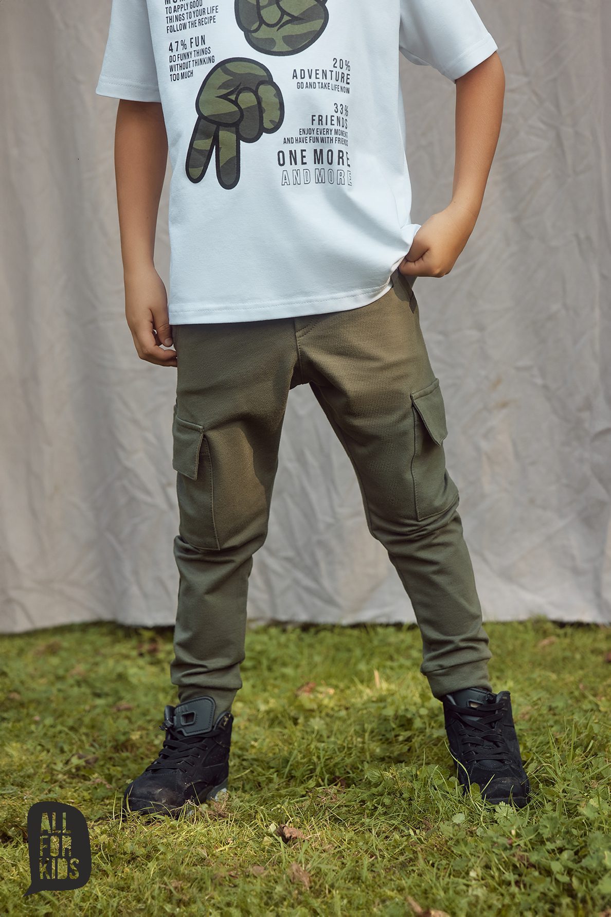 Spodnie bawełniane khaki , bojówka / cargo ALL FOR KIDS