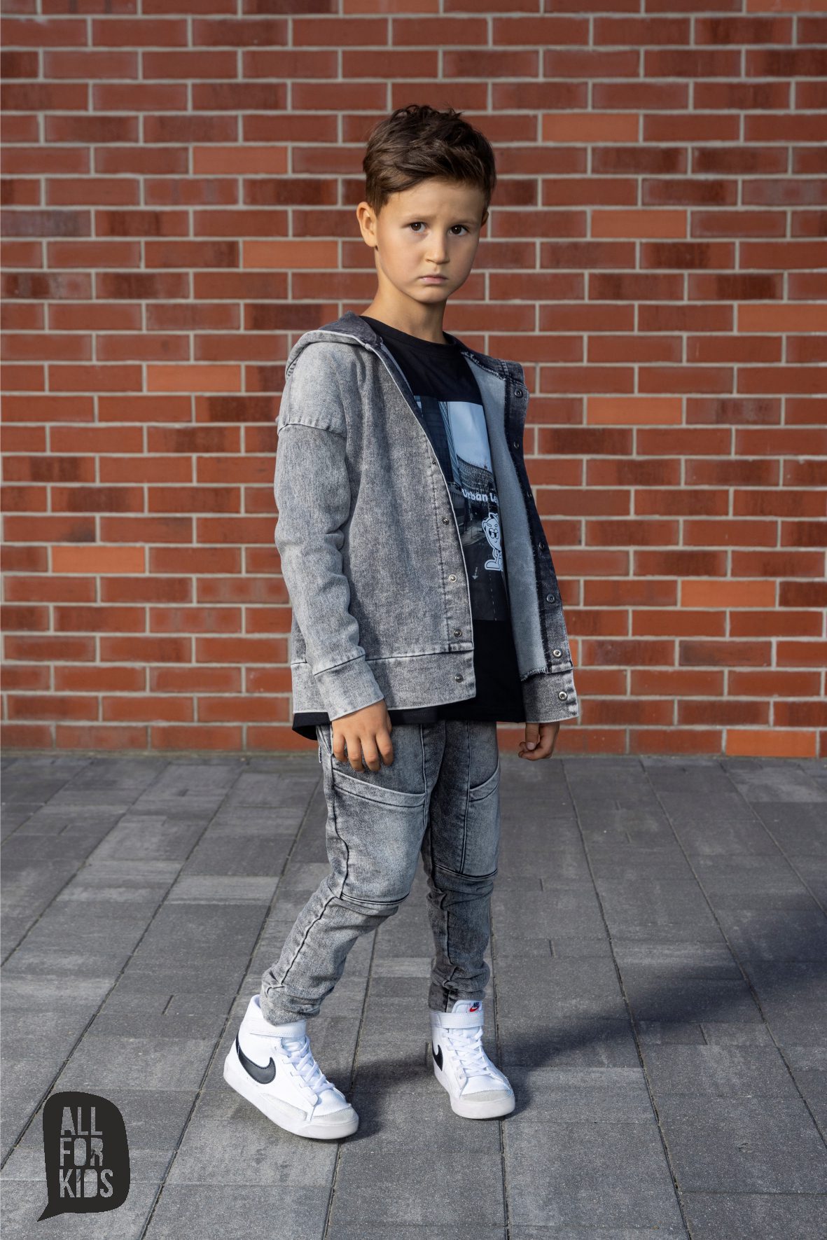 Spodnie jeansowe All for kids z kieszeniami - szare