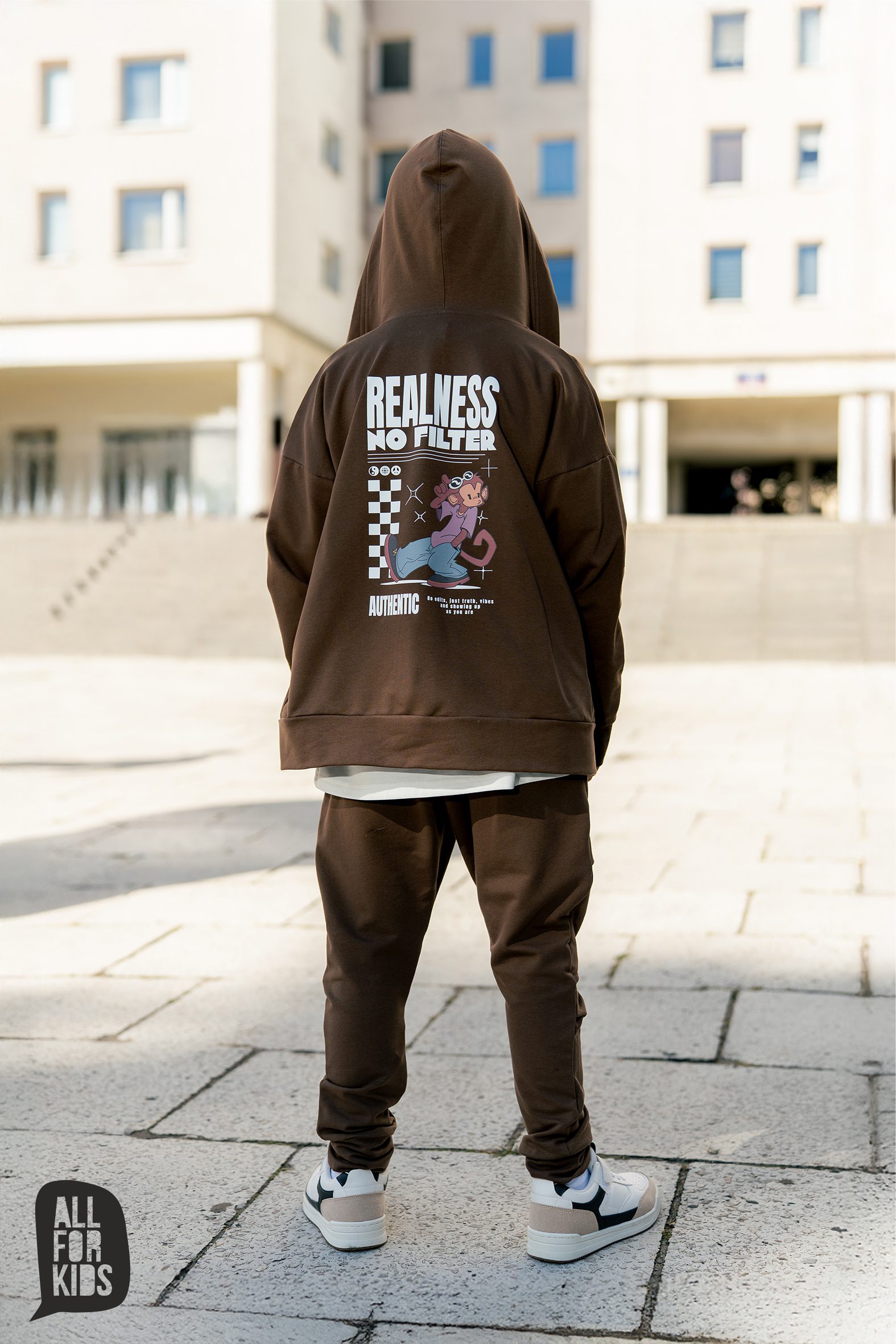 Bluza chłopięca rozpinana z kapturem ALL FOR KIDS – brązowa