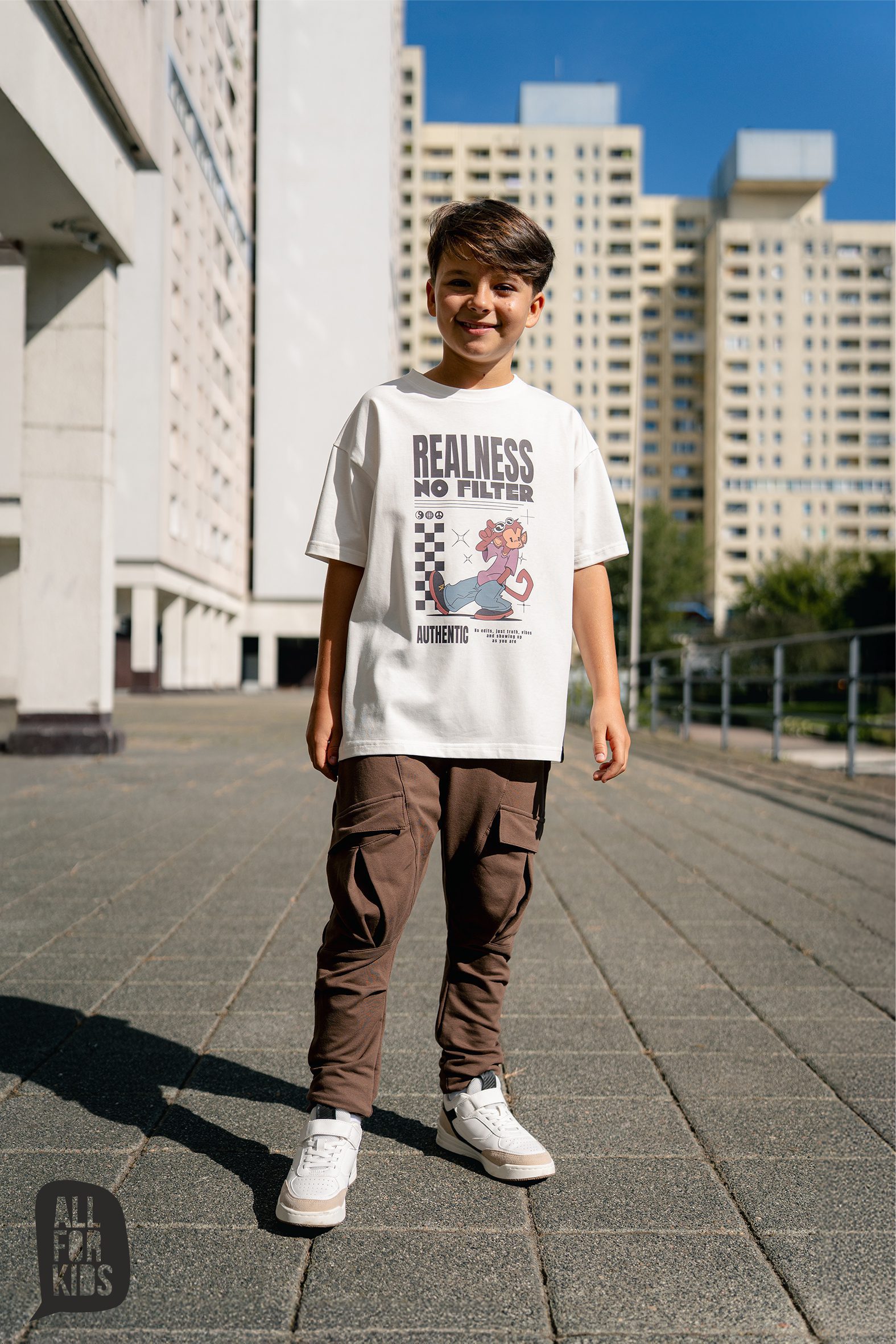 T-shirt bawełniany  ALL FOR KIDS - ecru
