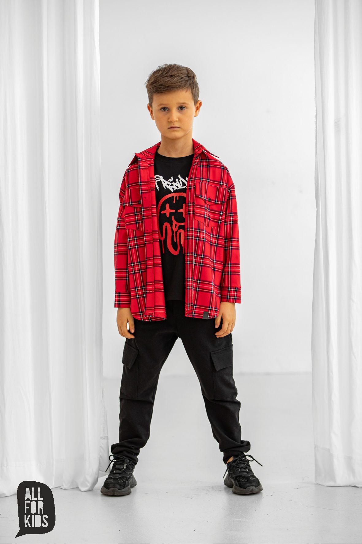 Spodnie bawełniane czarne , bojówka / cargo ALL FOR KIDS