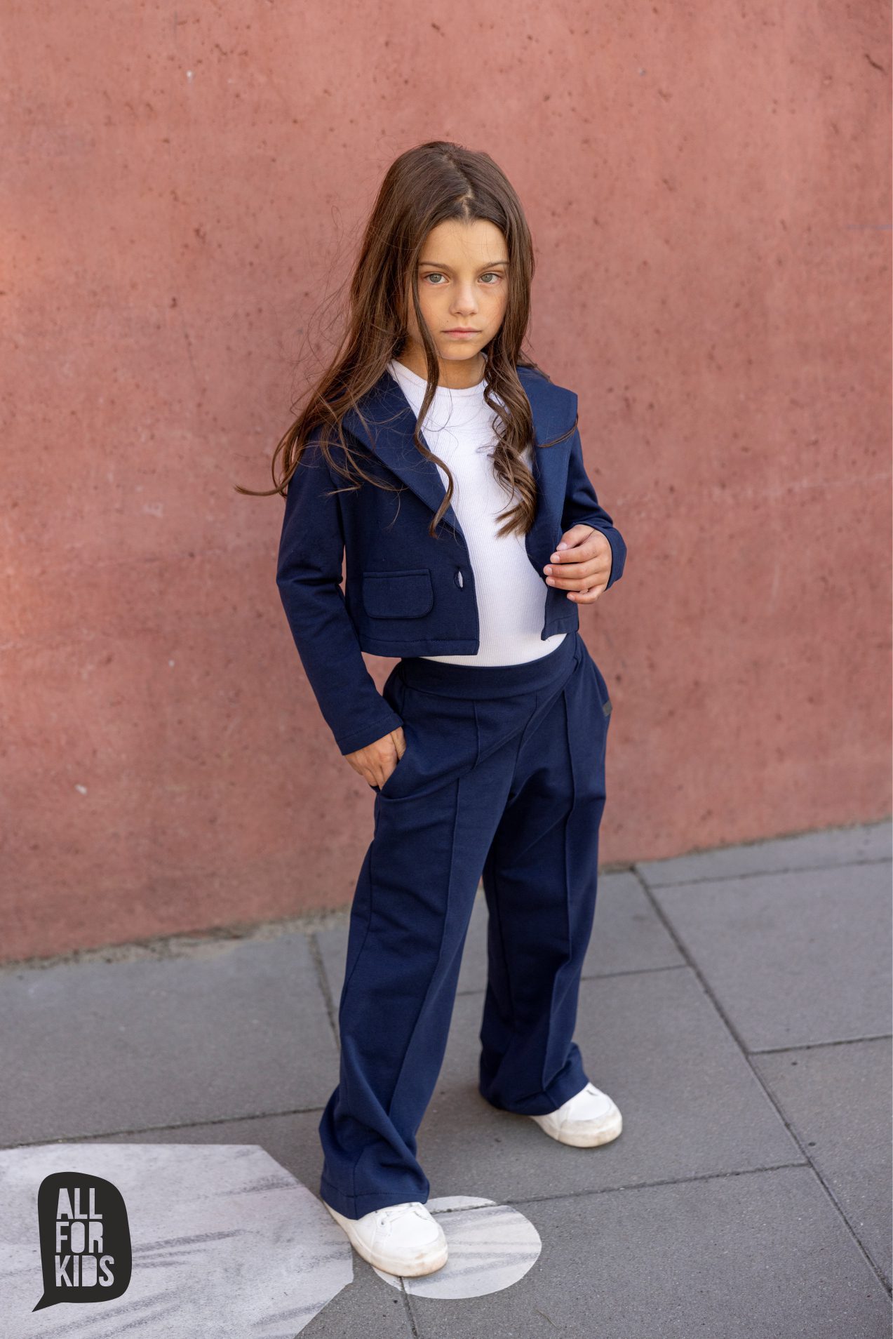 Spodnie szerokie All For Kids - kolor granat