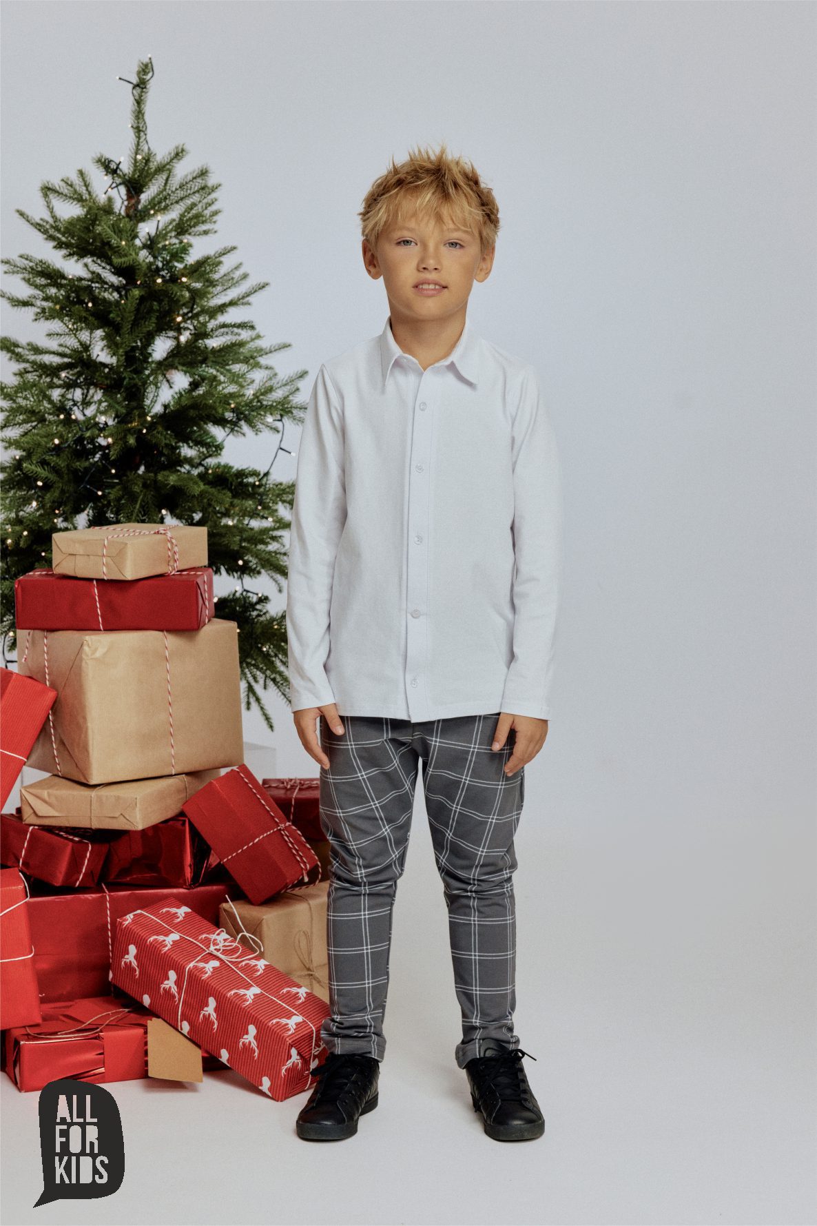 Koszula bawełniana All for Kids długi rękaw- kolor biały