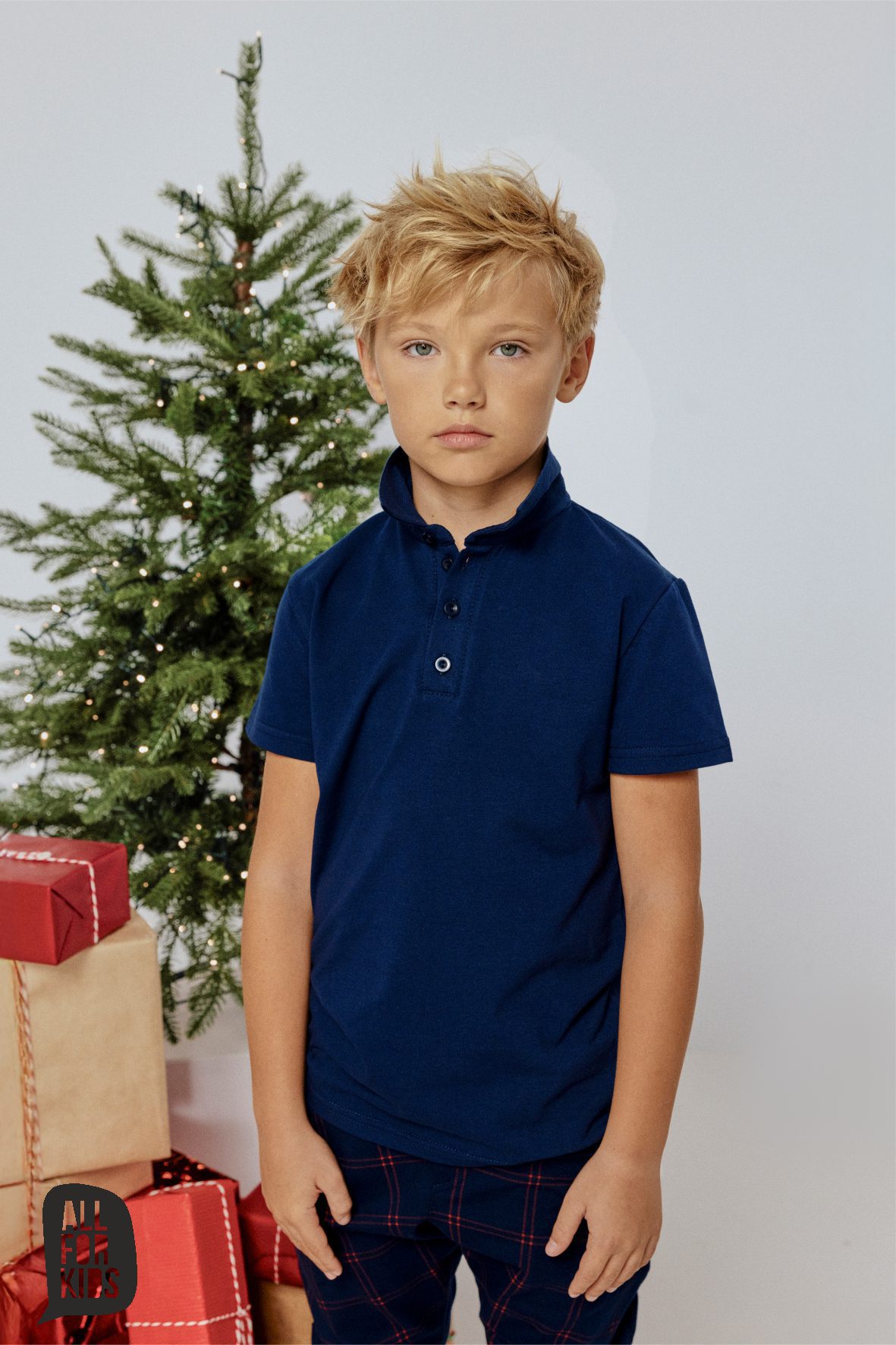 Bluzka polo bawełna All For Kids – kolor granatowy