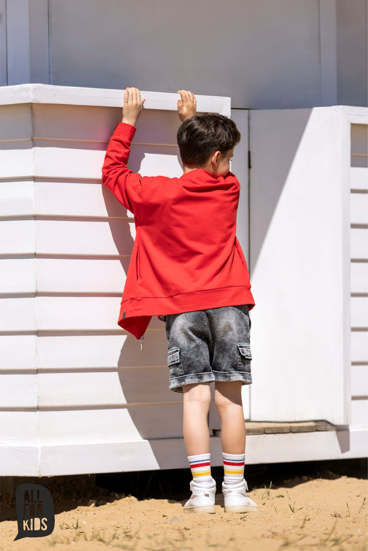 Spodenki czarne cargo jeans All For Kids - obrazek 3