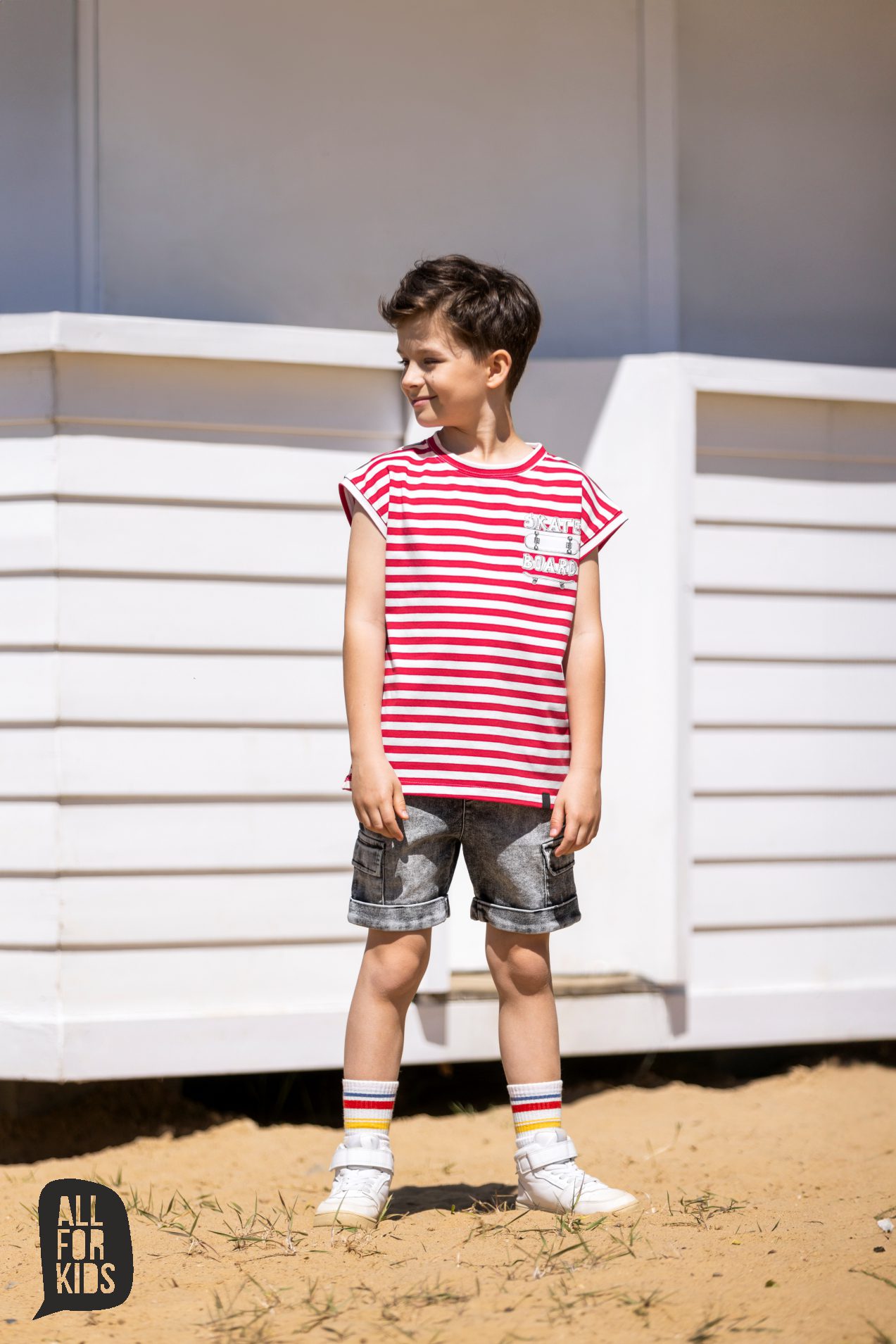 Spodenki czarne cargo jeans All For Kids