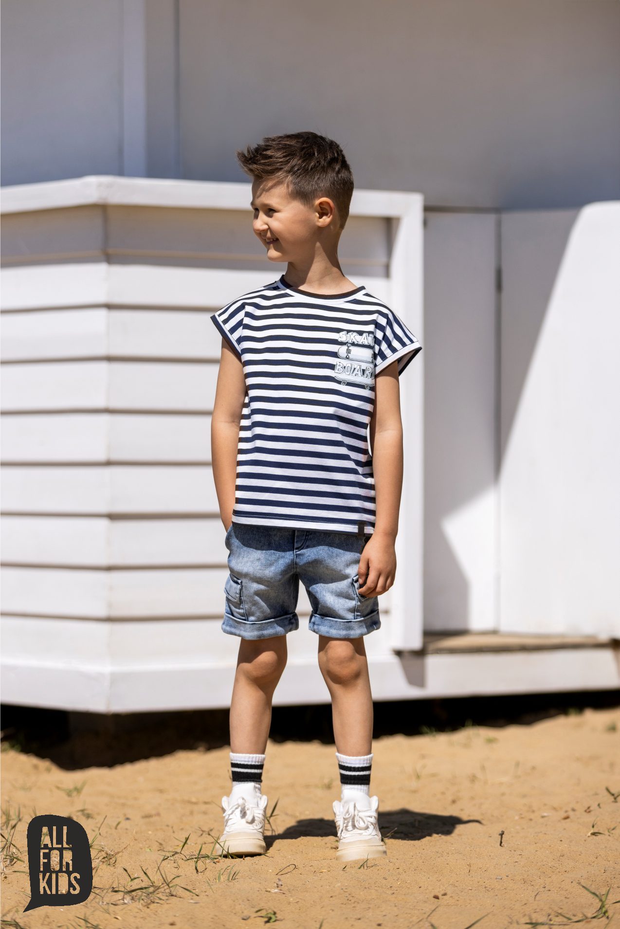 Spodenki niebieskie cargo jeans All For Kids