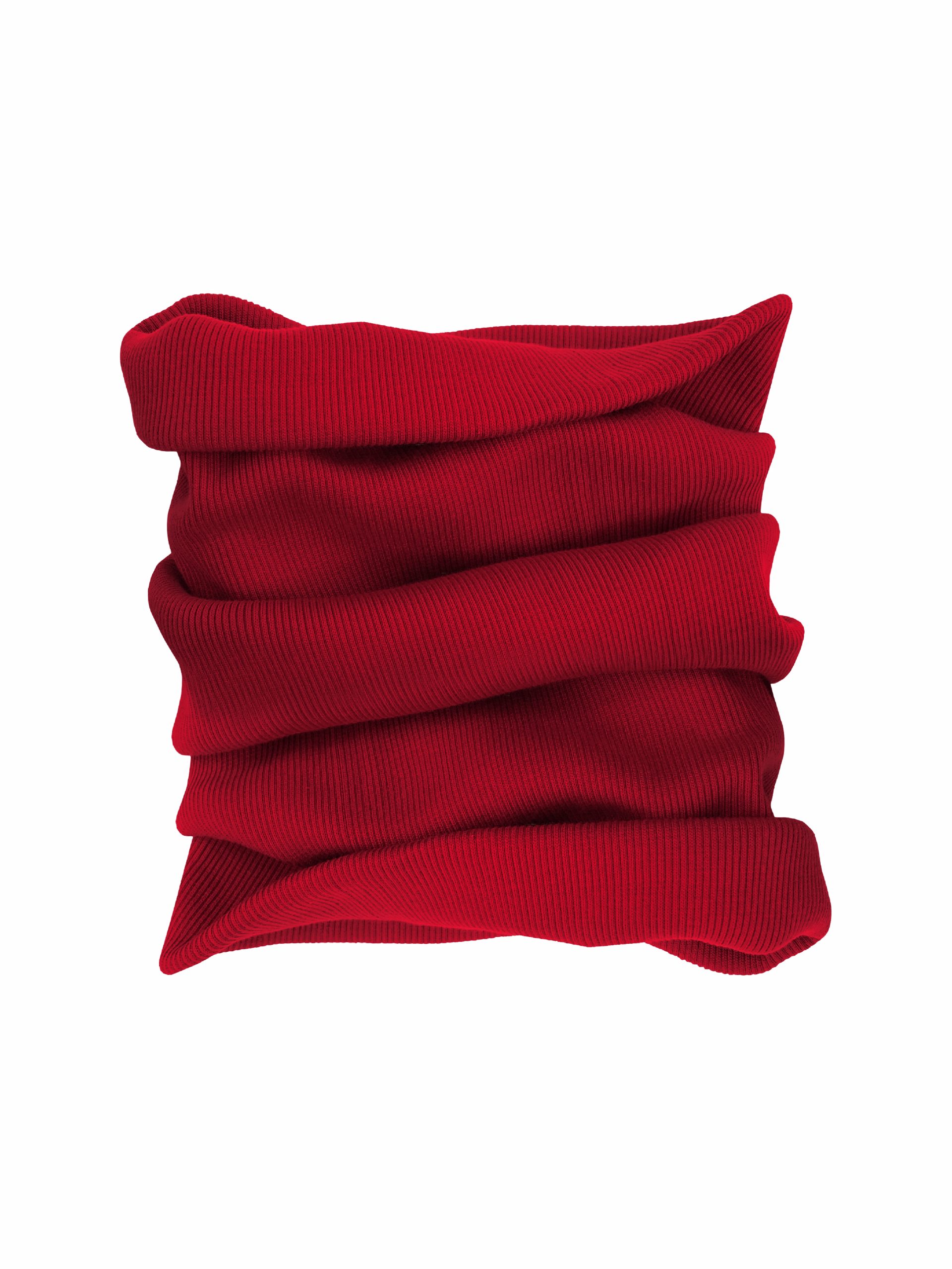 KOMPLET czapka + komin Mashmnie prążek - kolor czerwony - obrazek 2