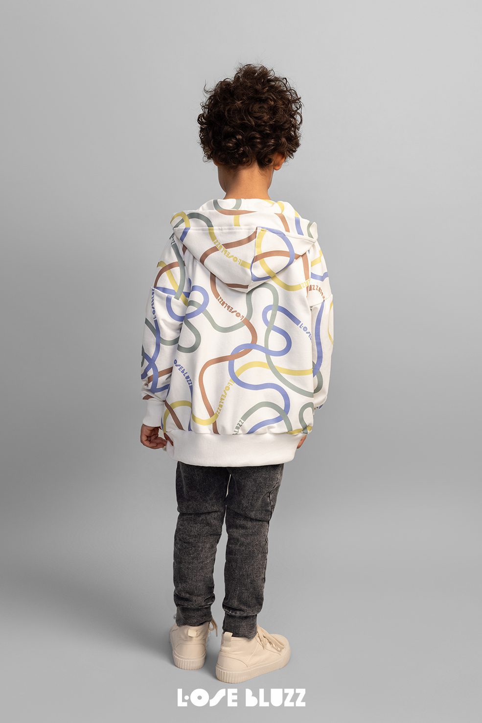 Bluza dla chłopca na zamek TWIST biała – LOOSE BLUZZ - obrazek 3