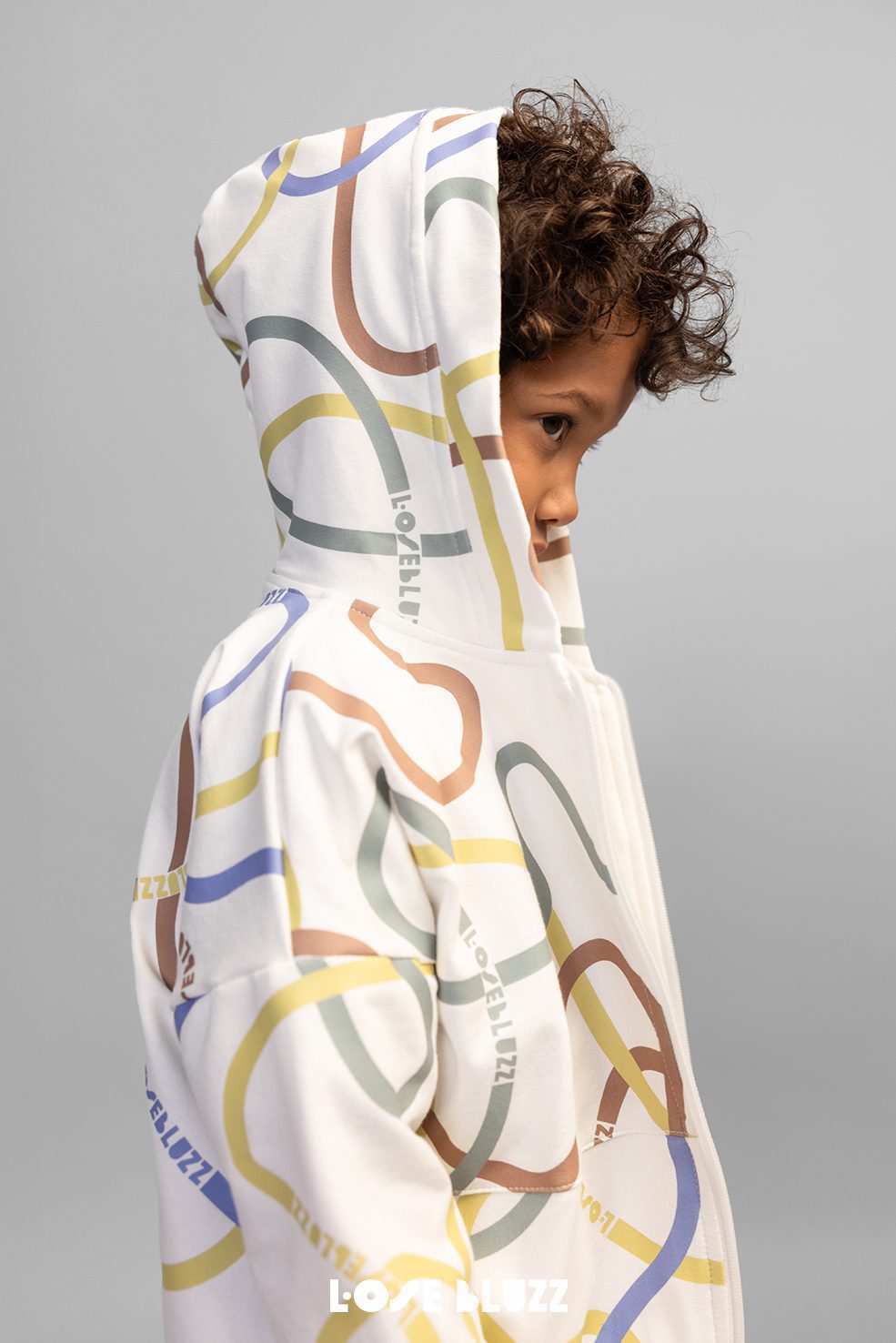 Bluza dla chłopca na zamek TWIST biała – LOOSE BLUZZ - obrazek 4