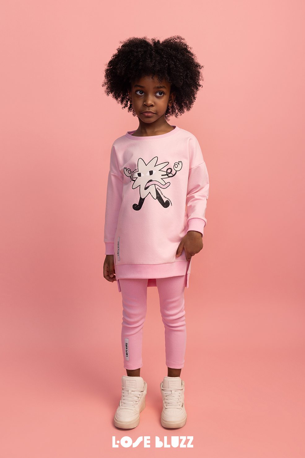 Getry / legginsy dla dziewczynki – różowe prążkowane - Loose Bluzz