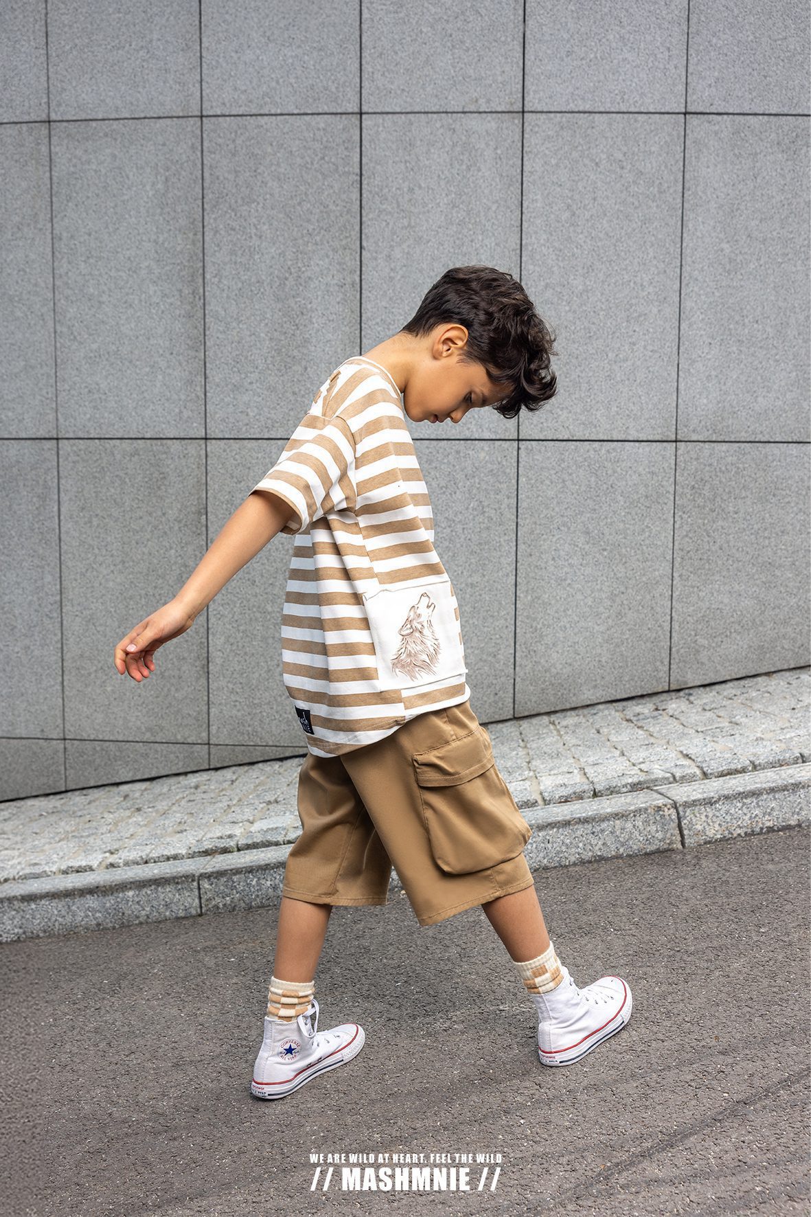 Szorty / spodenki cargo dla chłopca MASH MNIE – KARMELOWY - obrazek 4