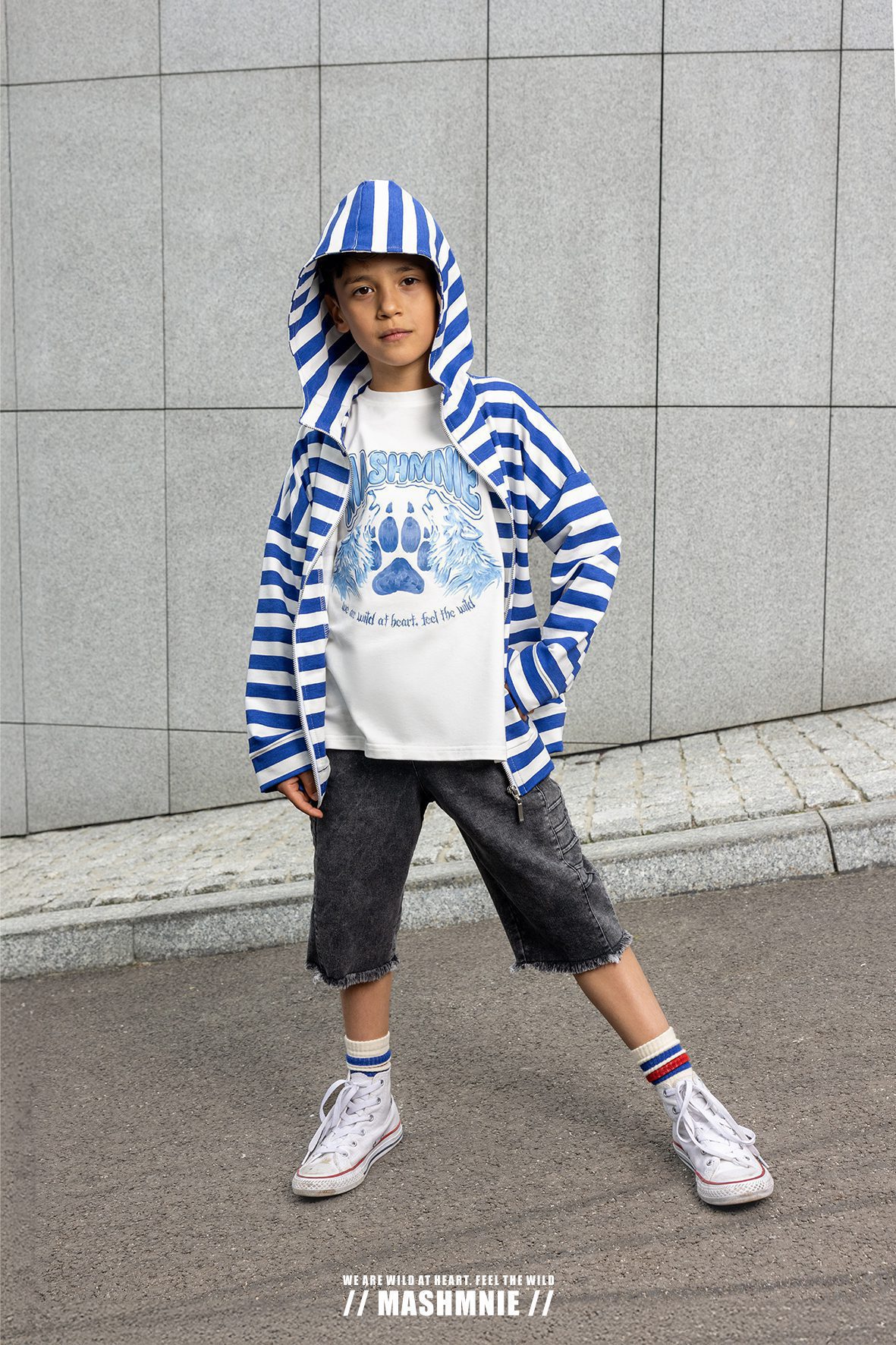 Spodenki MashMnie jeansowe – bermudy szare