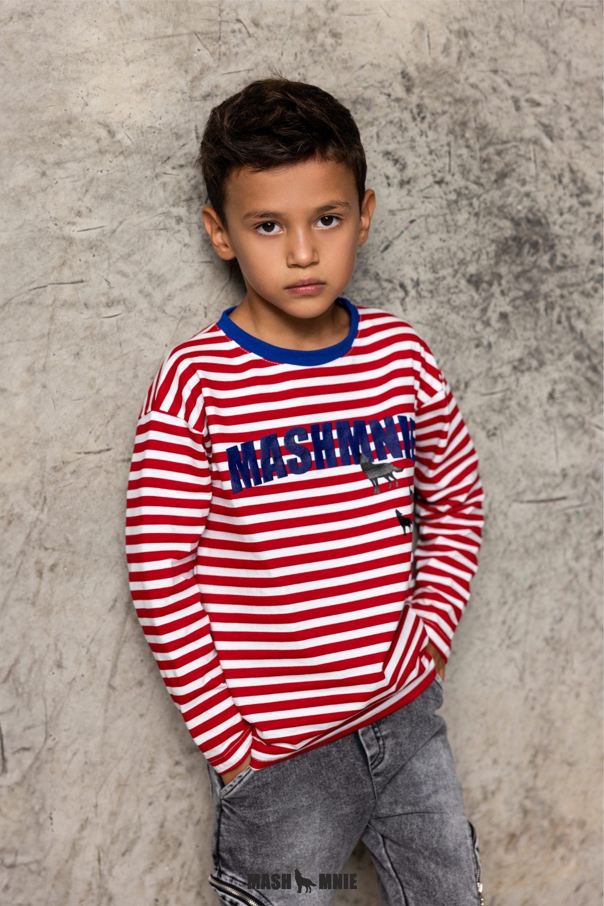 Spodnie jeansowe szare/grafit MashMnie zamki - obrazek 3