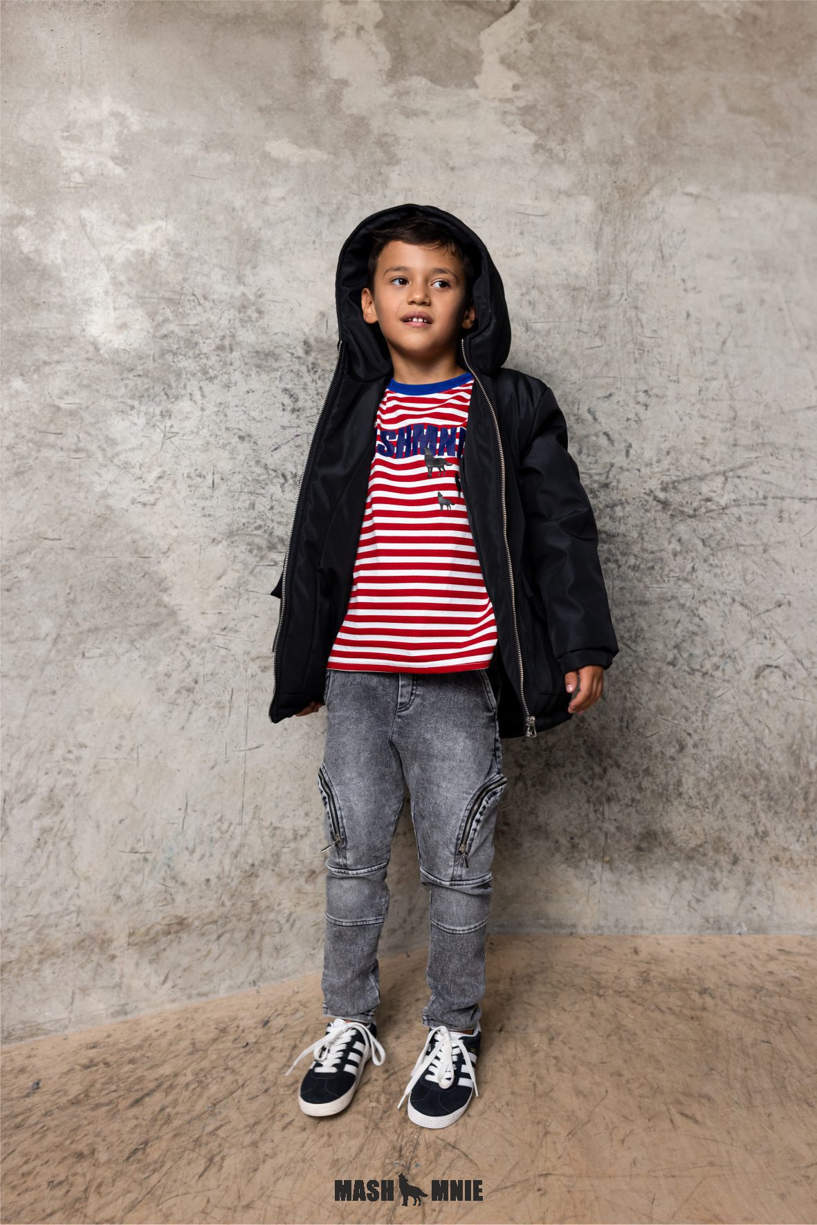 Spodnie jeansowe szare/grafit MashMnie zamki - obrazek 4