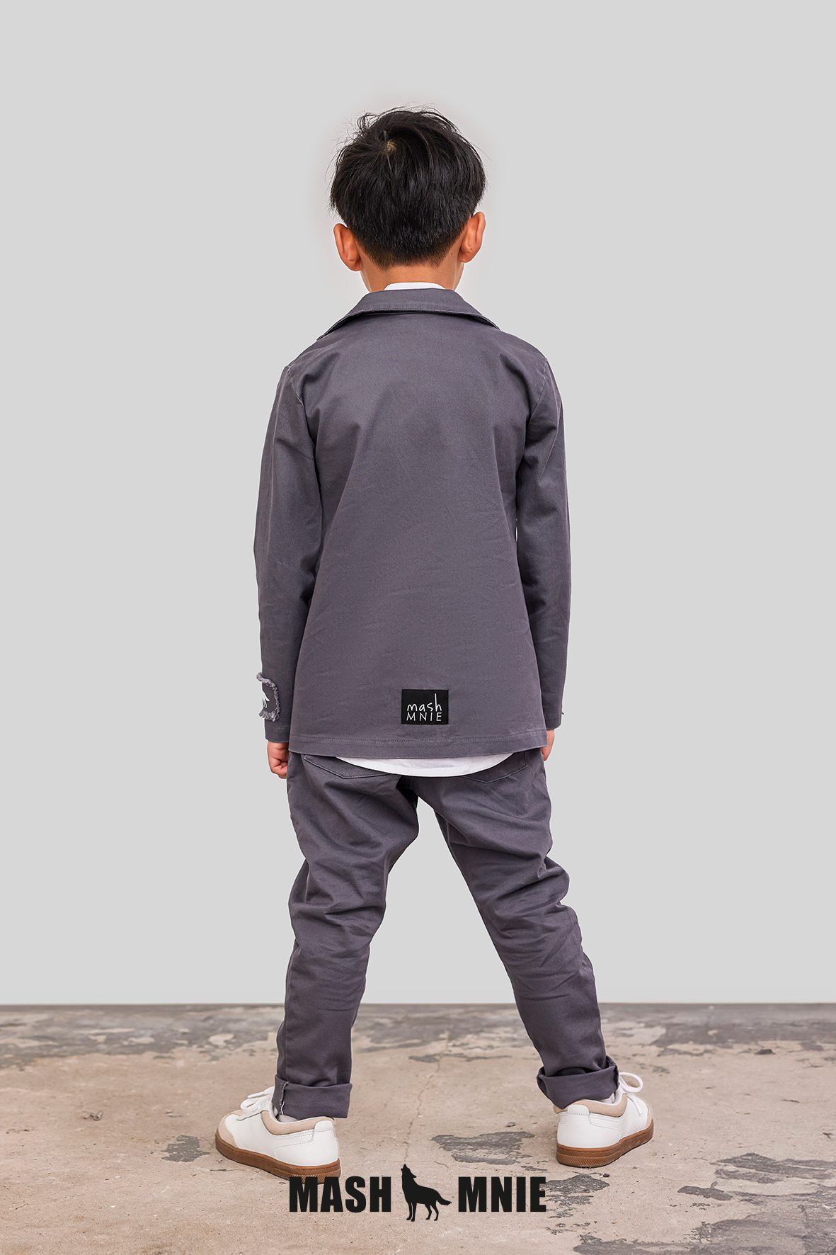 MashMnie marynarka z tkaniny szara - obrazek 5