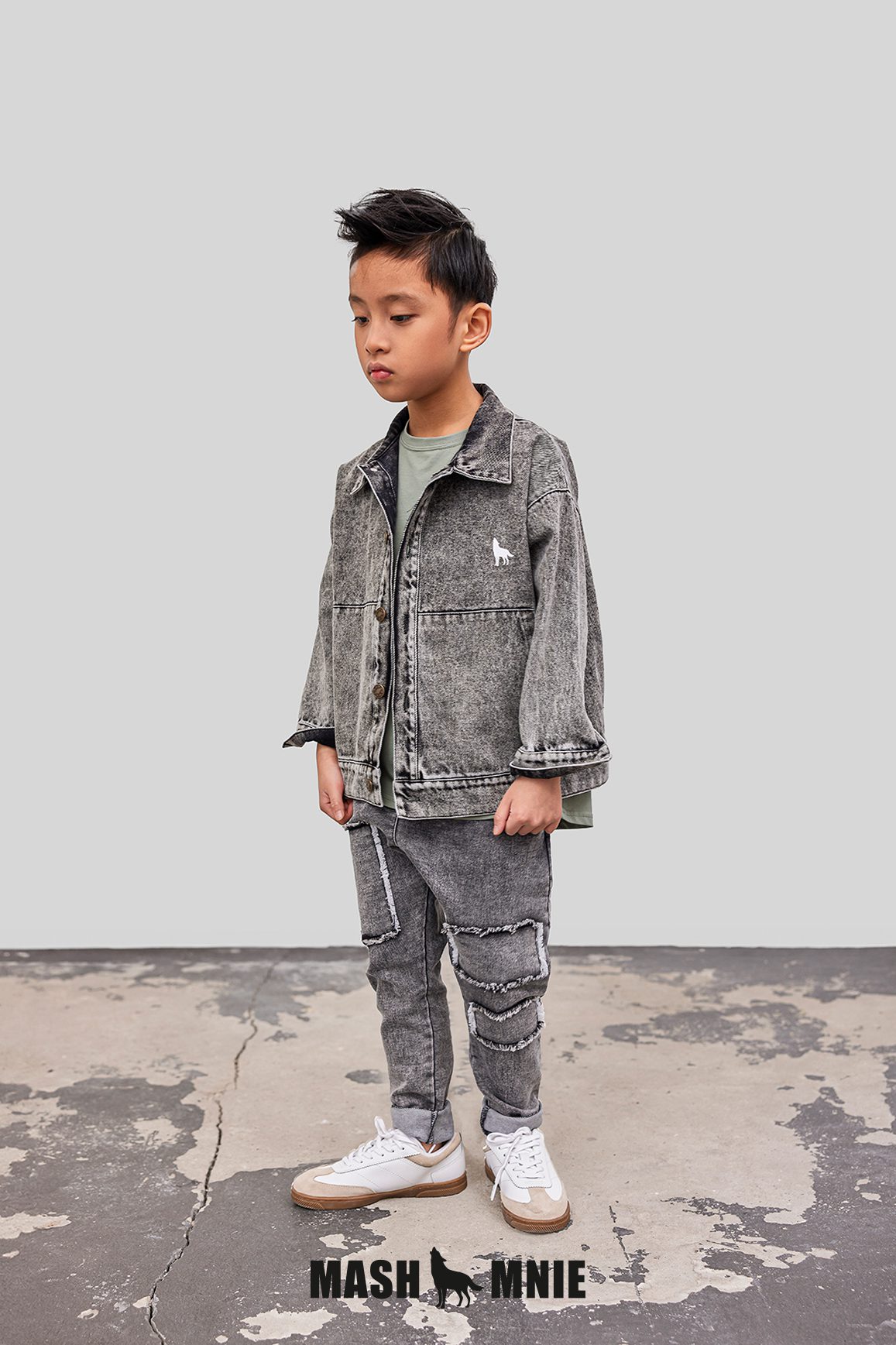 MashMnie kurtka katana jeansowa grafitowa - obrazek 4