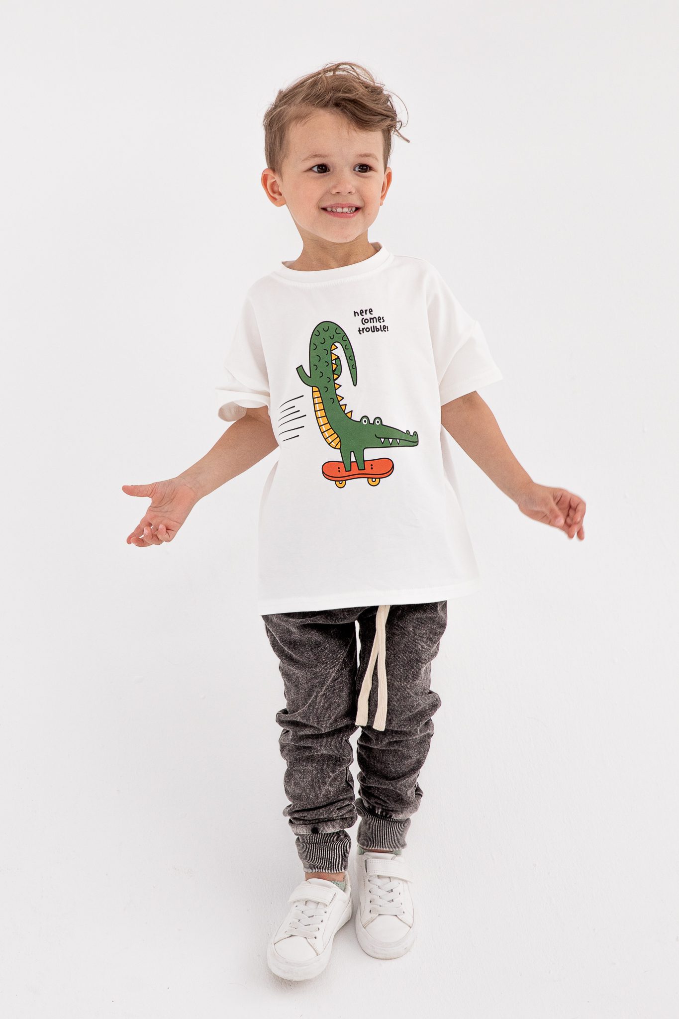 T-shirt Crocodile biały - NUNU