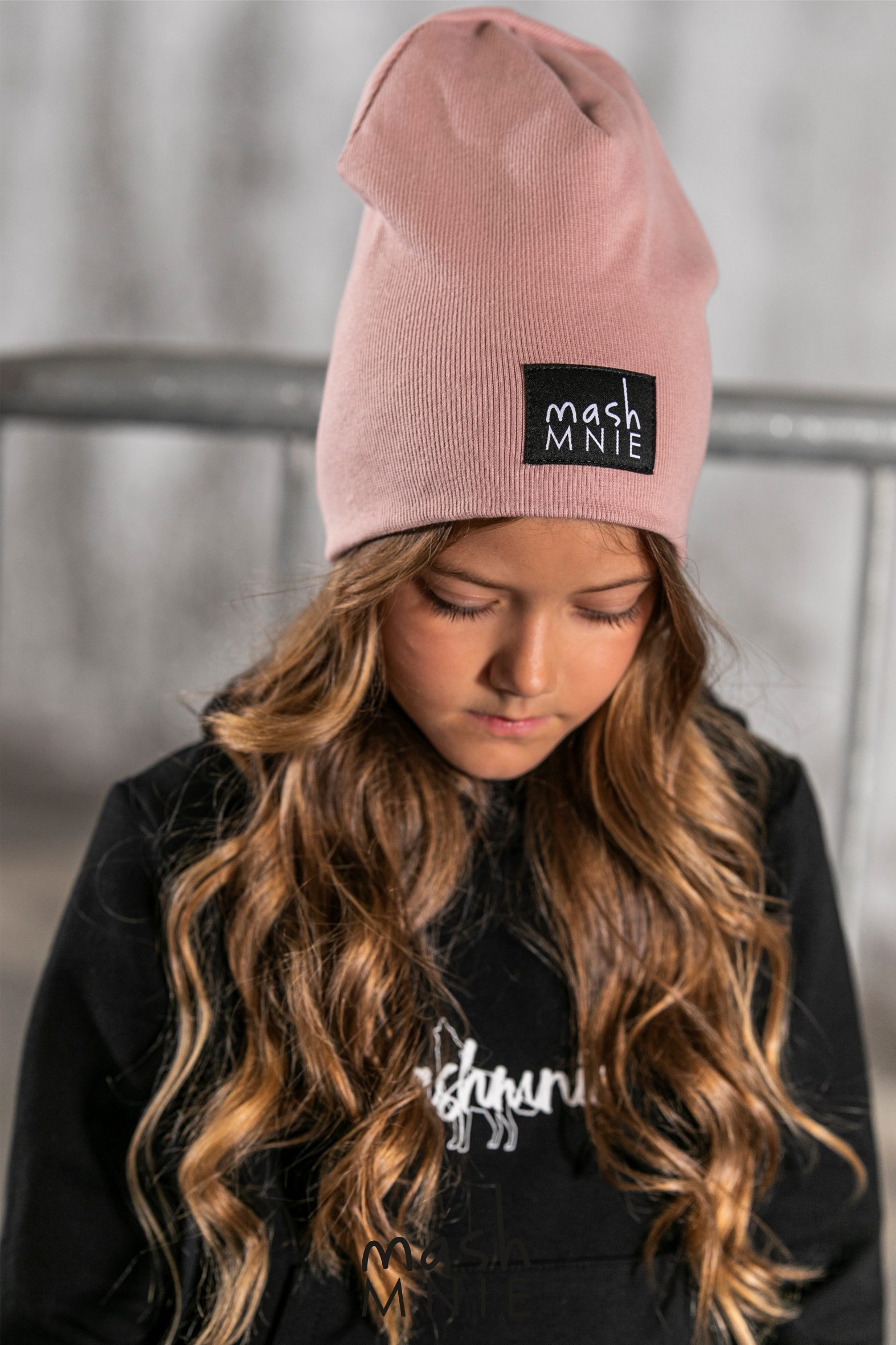 Czapka MashMnie prążek – kolor blady róż