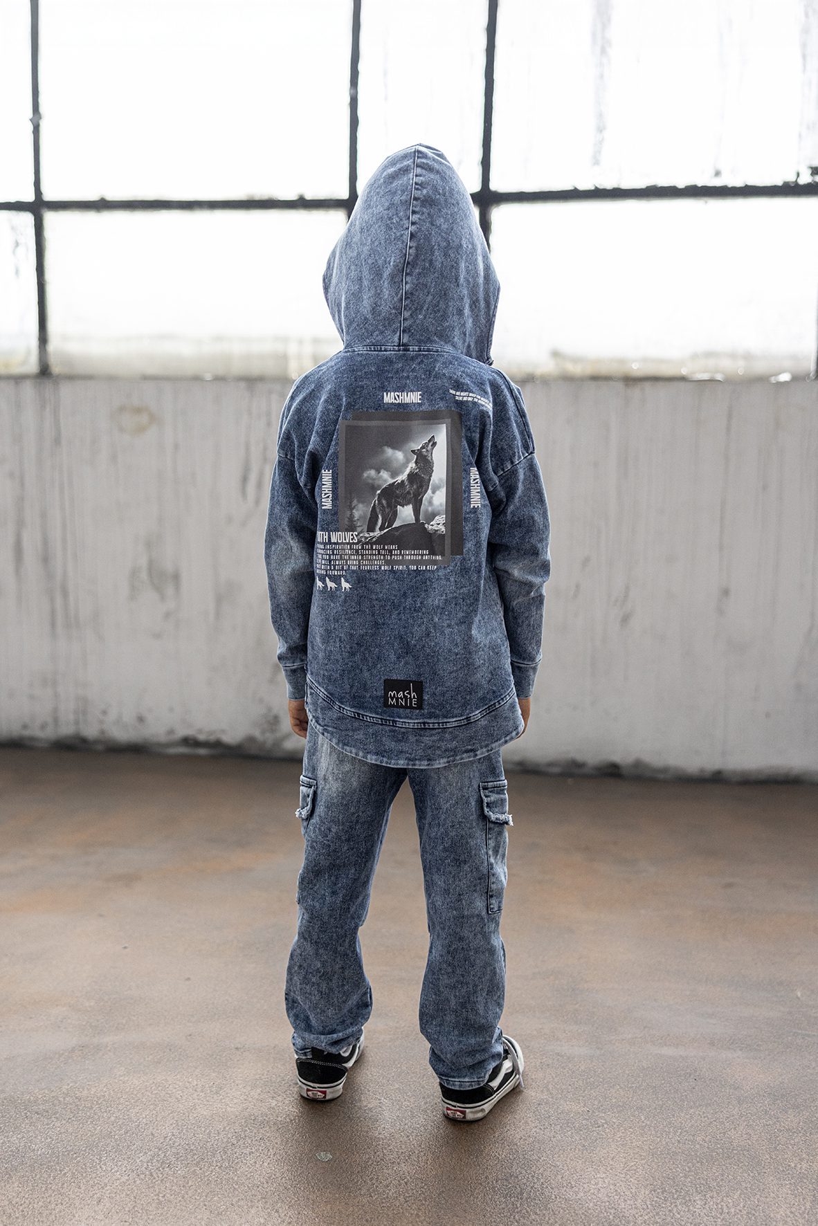 Bluza chłopięca rozpinana z kapturem MashMnie – jeansowa / niebieska