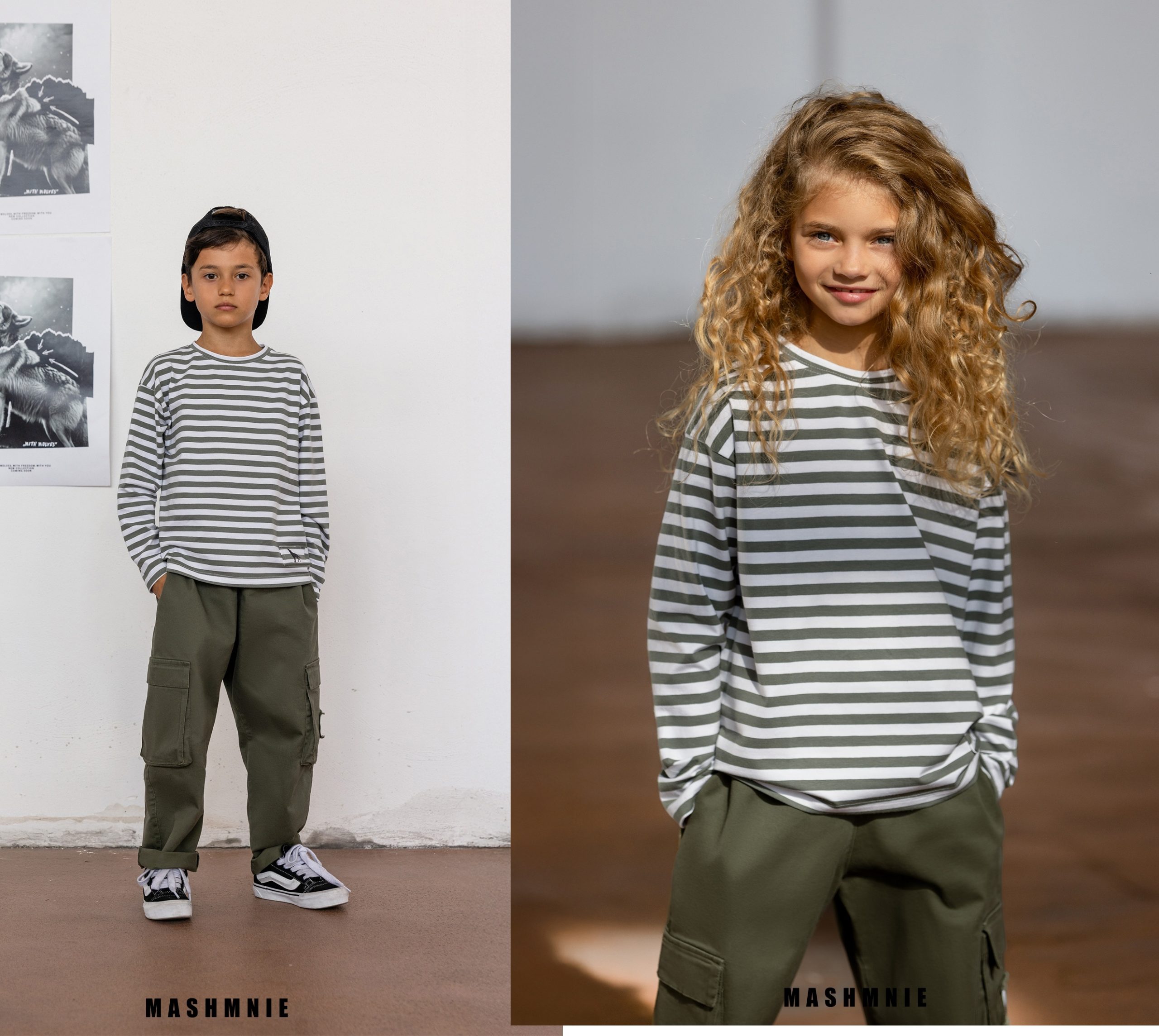 Longsleeve w paski MASHMNIE - KHAKI