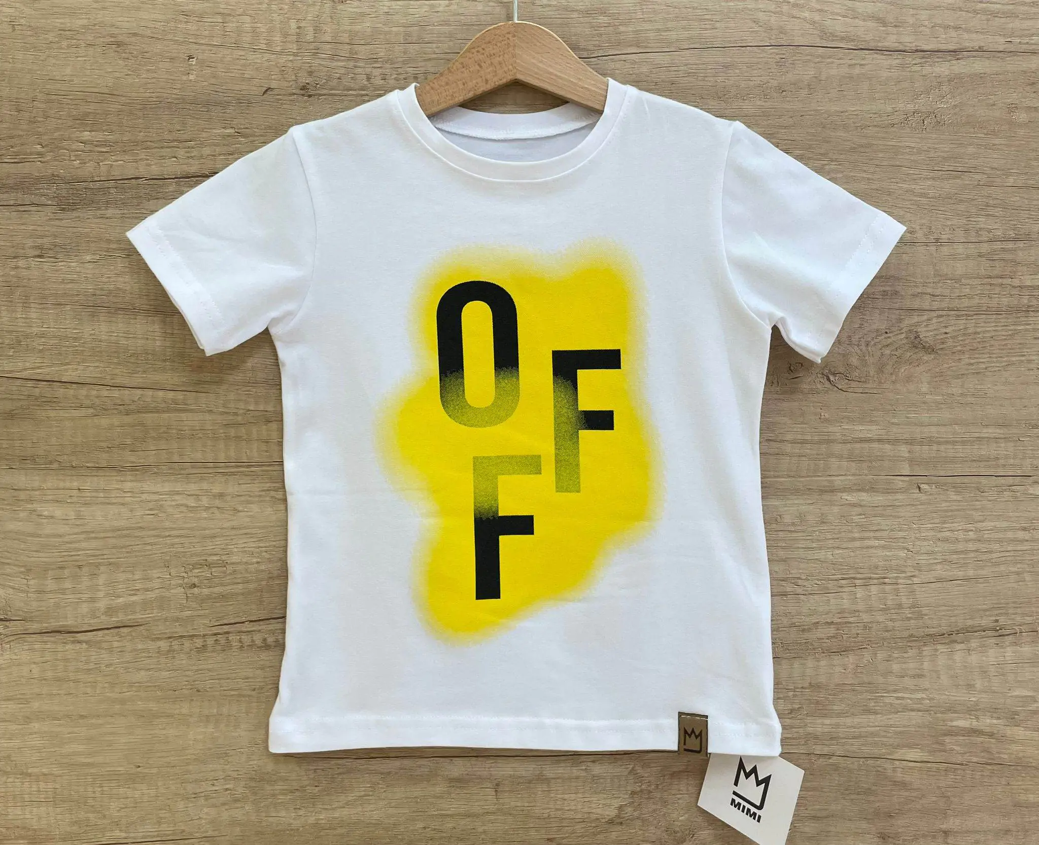 T-shirt bluzka MIMI OFF – kolor biały żółty