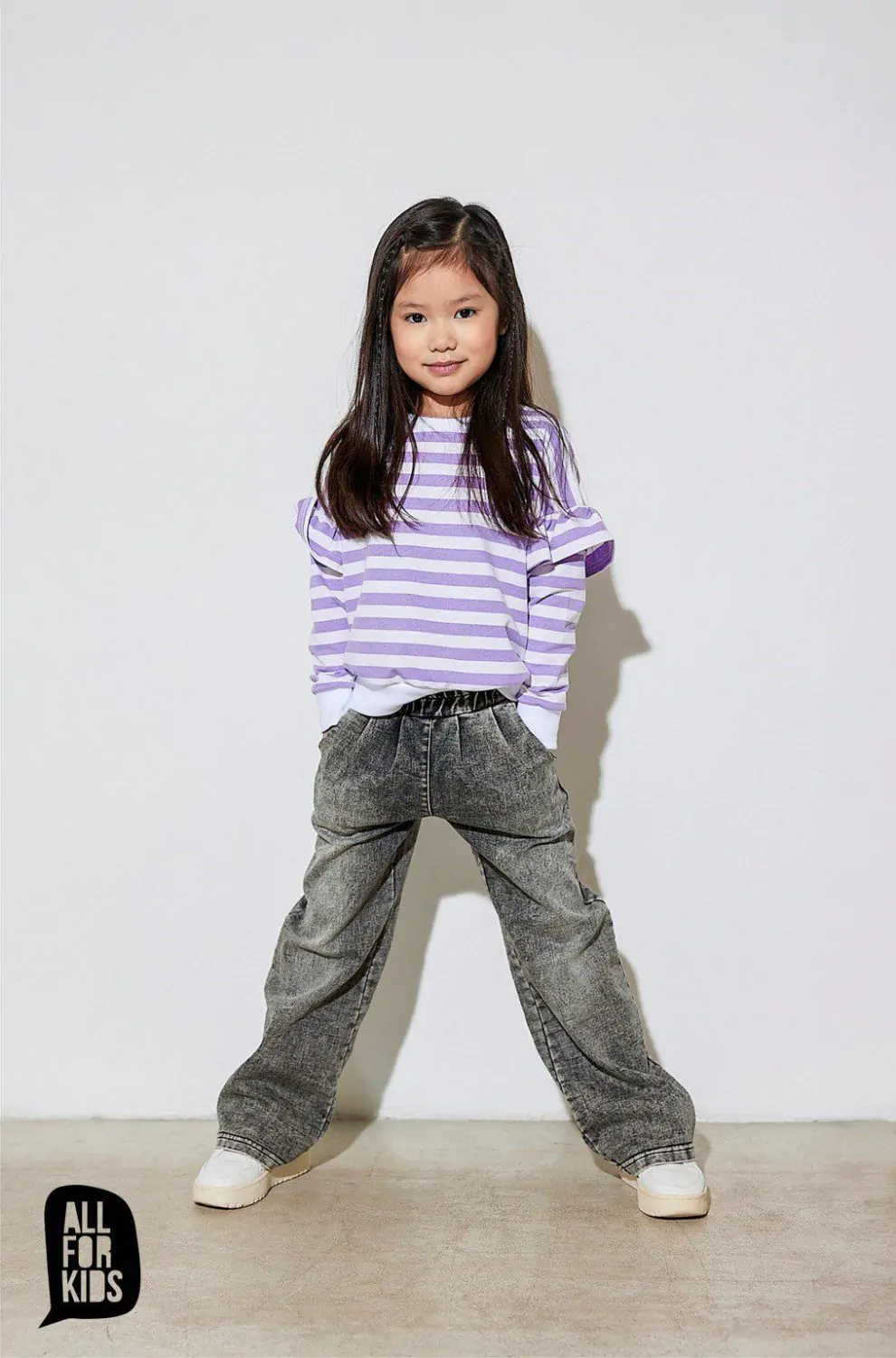 Spodnie szerokie jeansy All For Kids SPRING – kolor grafitowy