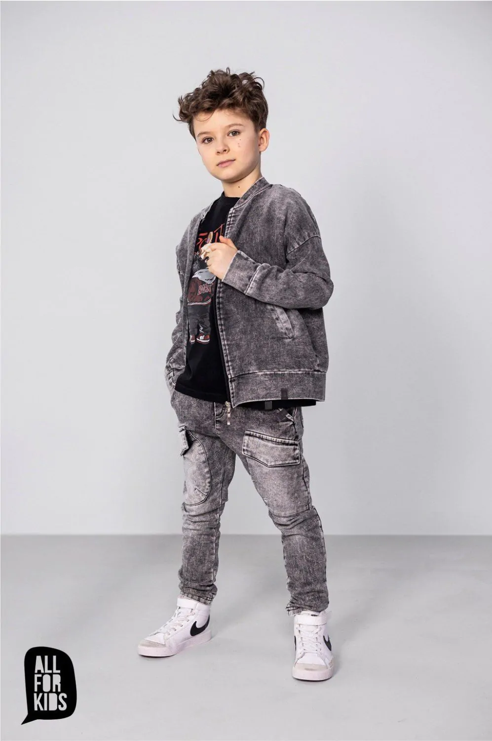 Spodnie ALL FOR KIDS jeansowe - kolor grafit