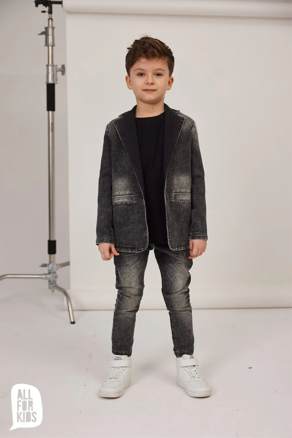 Marynarka jeans All for Kids - kolor szary/grafit