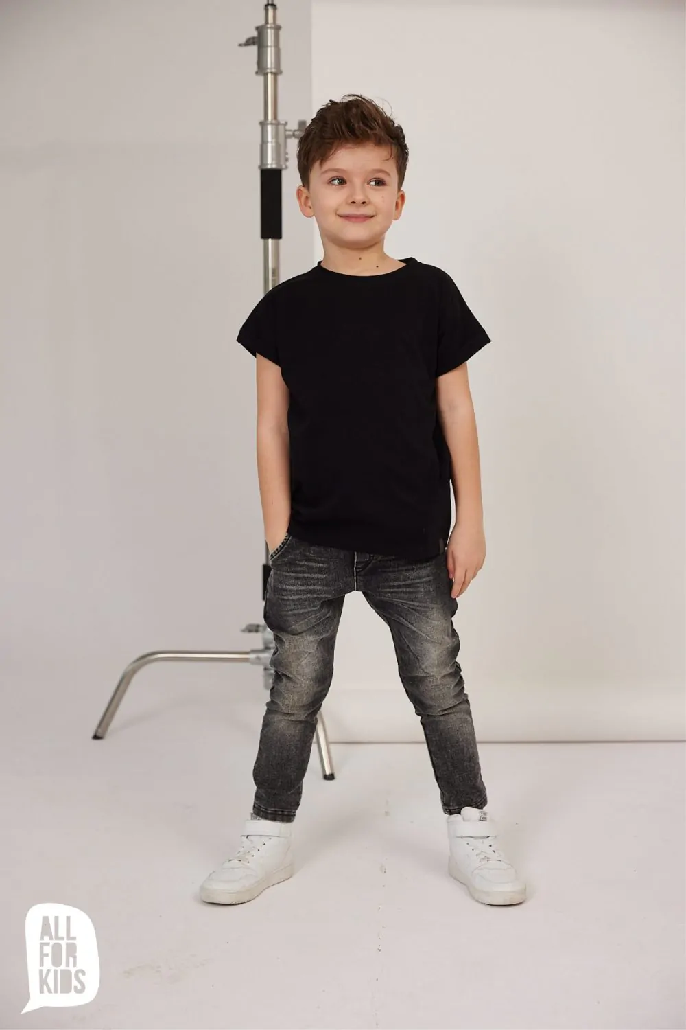Marynarka jeans All for Kids - kolor szary/grafit - obrazek 5