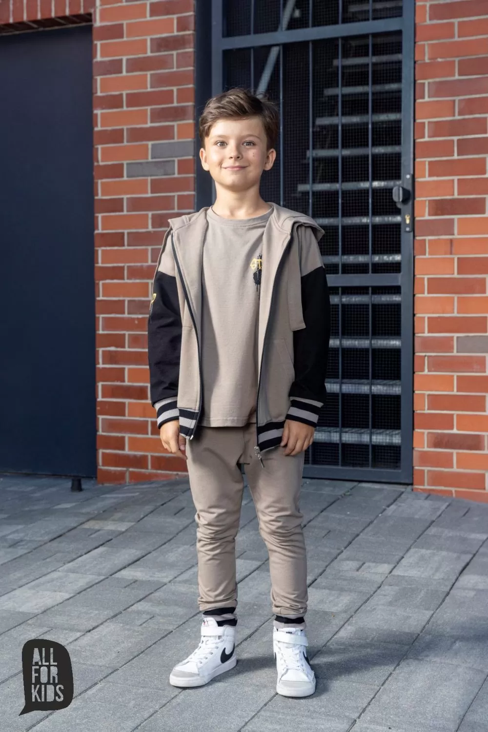 Bluza rozpinana All For Kids STAY WILD - kolor beżowy