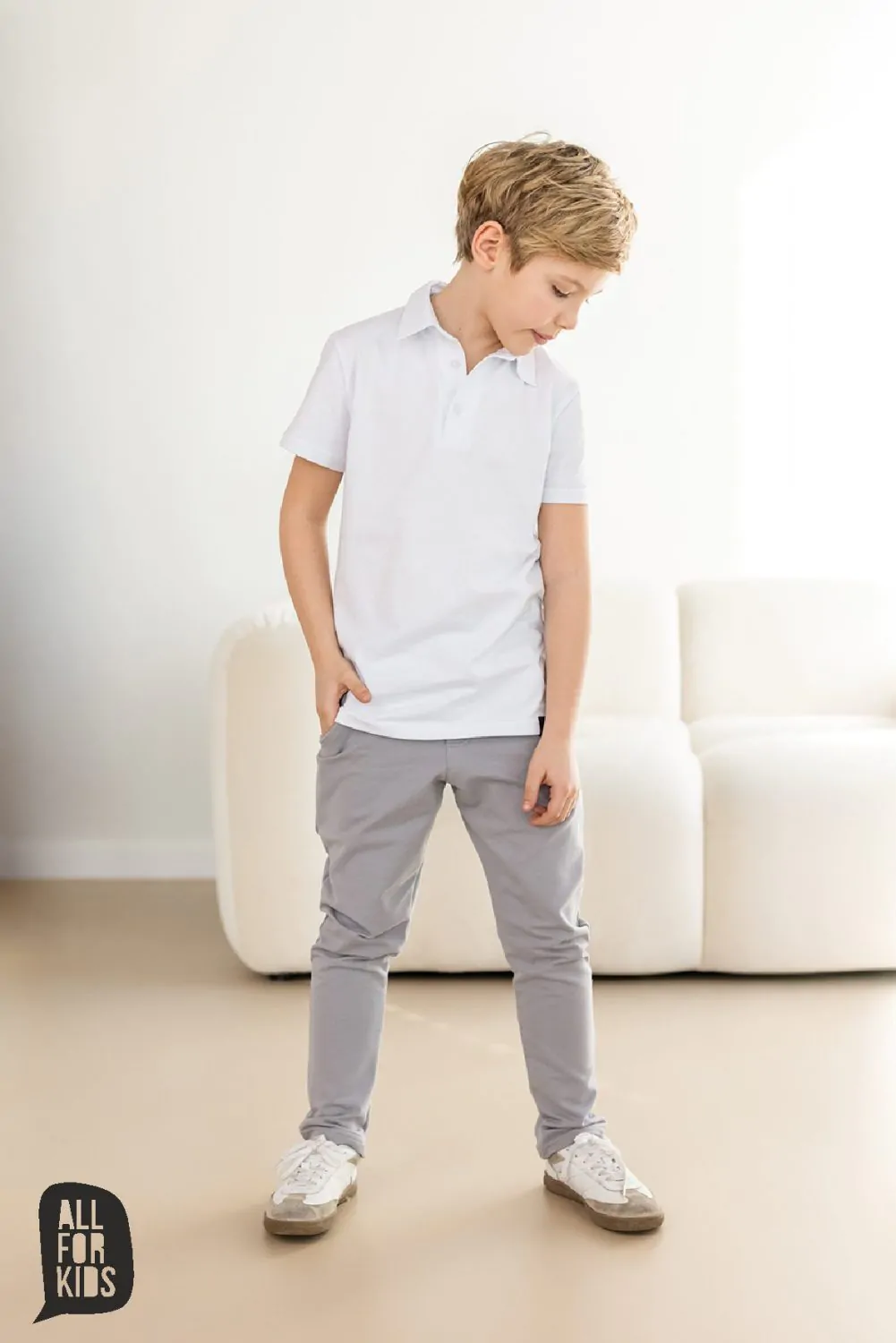 Bluzka polo All For Kids krótki rękaw – kolor biały