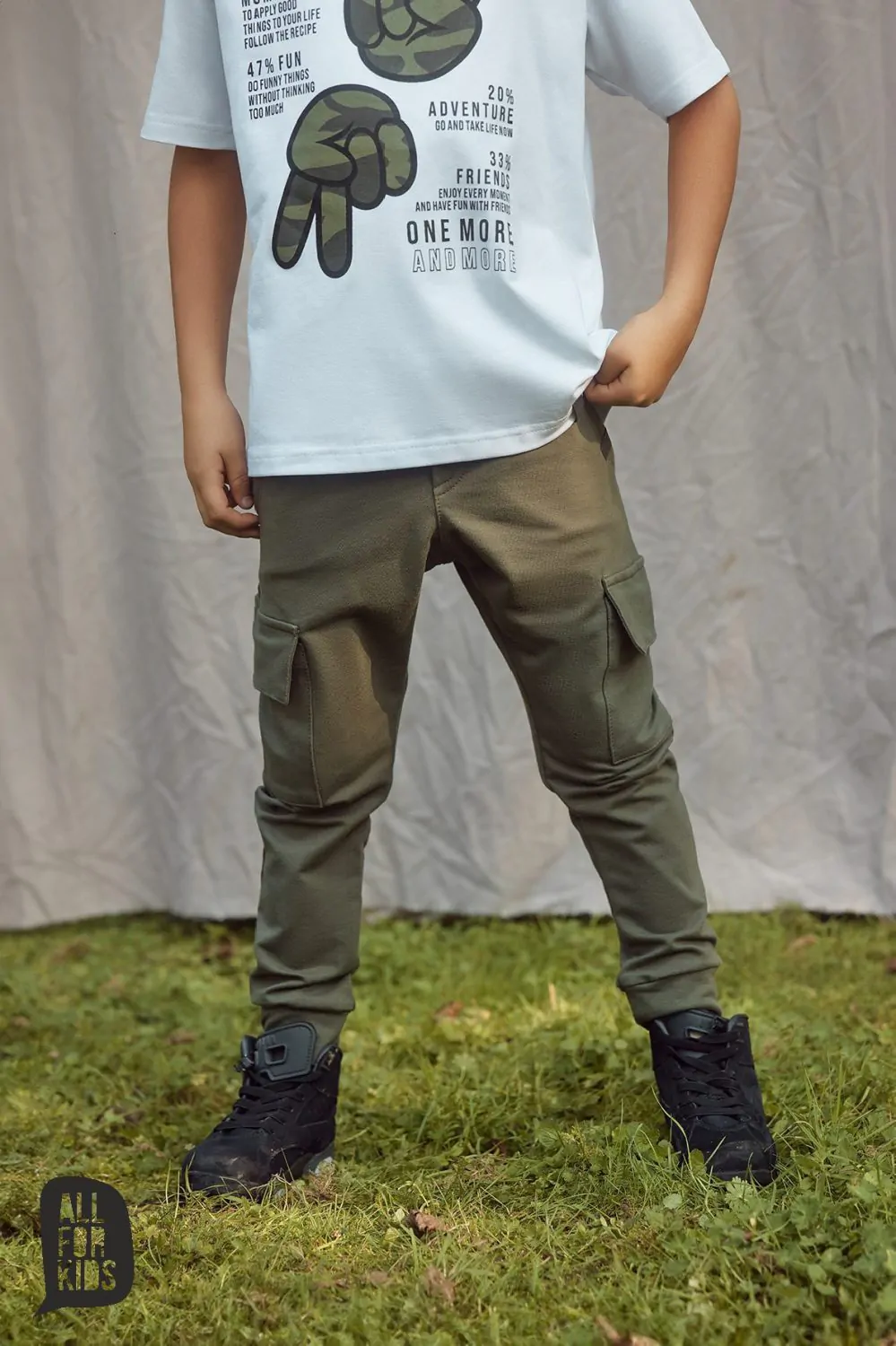 Spodnie bawełniane khaki , bojówka / cargo ALL FOR KIDS